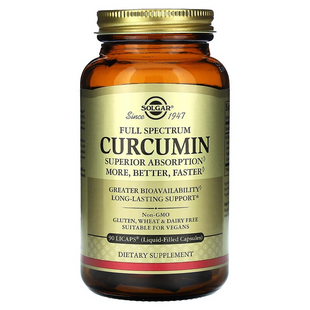 Куркумін, Curcumin, Solgar, повний спектр, 90 гелевих капсул SOL-54708 фото