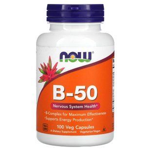 Вітаміни групи В-50, B-50, NOW Foods, комплекс, 100 вегетаріанських капсул NOW-00420 фото