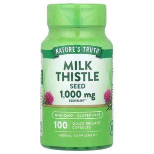 Розторопша, Milk Thistle Seed Extract, Nature's Truth, екстракт насіння, 1000 мг, 100 швидкодіючих капсул NTH-10112 фото