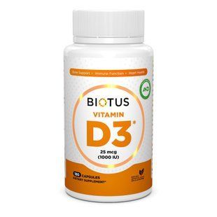 Вітамін D3, Vitamin D3, Biotus, 25 мкг (1000 МО), 180 капсул BIO-530067 фото