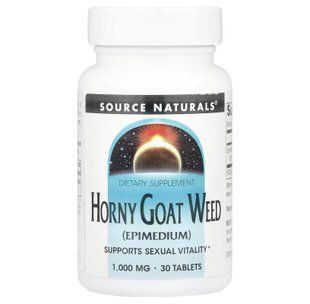 Підтримка сексуального здоров'я (горянка), Horny Goat Weed (Epimedium), Source Naturals, 1000 мг, 30 таблеток SNS-01429 фото