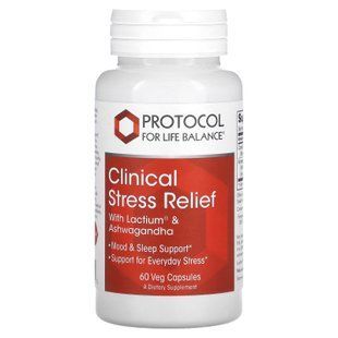 Ашваганда та Лактіум, Clinical Stress Relief, Protocol for Life Balance, клінічне зняття стресу, 60 вегетаріанських капсул PRT-12375 фото