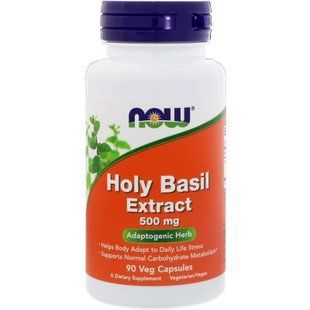 Базилік священний, екстракт, Holy Basil, NOW Foods, 500 мг, 90 вегетаріанських капсул NOW-03124 фото