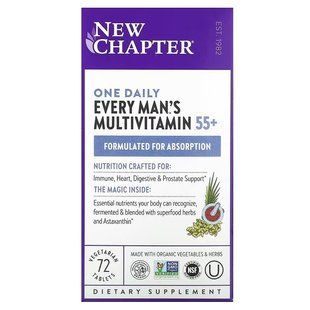 Мультивітамінний комплекс для чоловіків 55+, Every Man's One Daily 55+ Multivitamin, New Chapter, 1 на день, 72 вегетаріанські таблетки NCR-90128 фото