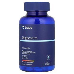 Магній жувальний, Magnesium Chewable, Trace Minerals Research, зі смаком малини і лимона, 120 жувальних таблеток TMR-00498 фото