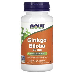 Гінкго білоба, Ginkgo Biloba, Now Foods, 60 мг, 120 кап. NOW-04687 фото