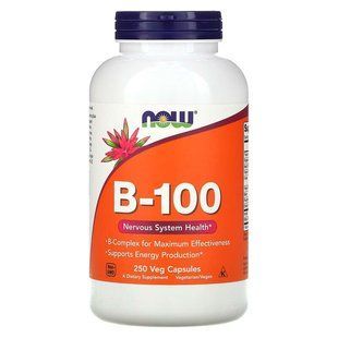 Комплекс В-100, B-Vitamins, Now Foods, для нервової системи, 250 вегетаріанських капсул NOW-00438 фото