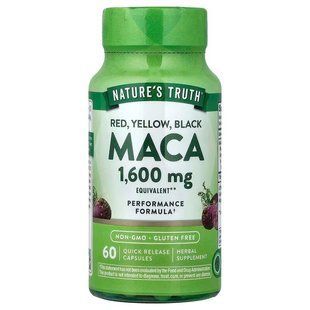 Мака, Maca, Nature's Truth, червона, жовта, чорна, 1600 мг, 60 капсул швидкого вивільнення NTH-10529 фото