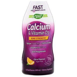 Кальцій і вітамін D3, Calcium & Vitamin D3, Nature's Way, цитрус, 480 мл WLS-38816 фото