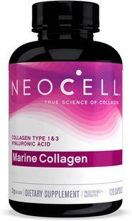 Морський колаген та гіалуронова кислота, Marine Collagen, Neocell, риб'ячий колаген 1 та 3 типу, 120 капсул NEL-12900 фото