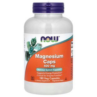 Магній, Magnesium Caps, Now Foods, 400 мг, 180 вегетаріанських капсул NOW-01283 фото