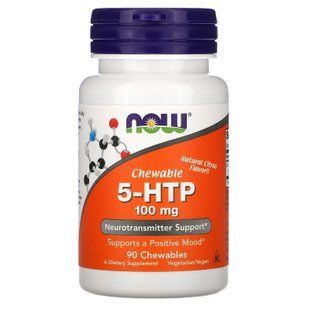 5-HTP (5-гідрокситриптофан), 5-HTP, Now Foods, цитрусовий смак, 100 мг, 90 жувальних таблеток NOW-00109 фото