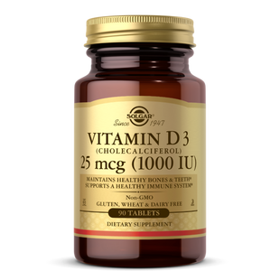 Вітамін D3 (холекальциферол), Vitamin D3, Solgar, 25 мкг (1000 МО), 90 таблеток SOL-03310 фото