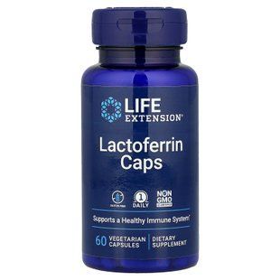 Лактоферрин, Lactoferrin Caps, Life Extension, 60 вегетаріанських капсул (300 мг на капсулу) LEX-16816 фото