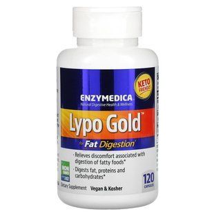 Оптимізатор перетравлення жиру, Lypo Gold, Enzymedica, ферменти, 120 капсул ENZ-98131 фото