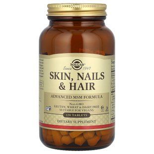 Вітаміни для волосся, шкіри і нігтів, Skin, Nails, Hair, Solgar, покращена формула МСМ, 120 таблеток SOL-01736 фото