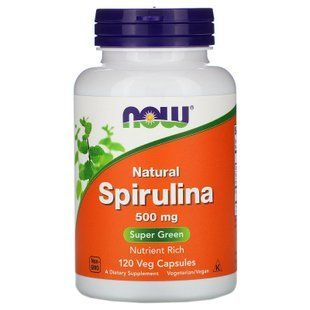 Спіруліна натуральна, Spirulina, NOW Foods, 500 мг, 120 вегетаріанських капсул NOW-02702 фото
