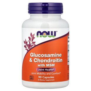 Глюкозамін та хондроїтин з MСM, Glucosamine & Chondroitin with MSM, Now Foods, 90 рослинних капсул NOW-03170 фото