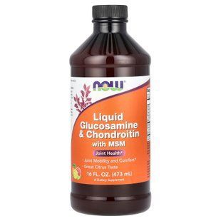 Глюкозамін та хондроїтин з МСМ, Glucosamine & Chondroitin with MSM, Now Foods, рідкий, 473 мл NOW-03175 фото