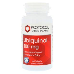 Убіхінол, Ubiquinol, Protocol for Life Balance, 100 мг, 60 гелевих капсул PRT-13142 фото