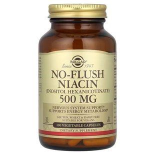 Ніацин, No-Flush Niacin, Solgar, не викликає почервоніння, 500 мг, 100 капсул SOL-01911 фото