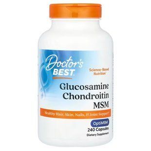 Глюкозамін, хондроїтин, МСМ, Glucosamine Chondroitin MSM, Doctor's Best, 240 капсул DRB-00081 фото