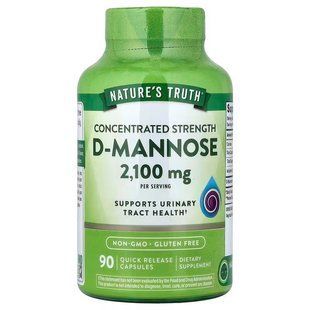 D-манноза, D-Mannose, Nature's Truth, концентрована сила, 2100 мг, 90 капсул швидкого вивільнення (700 мг у капсулі) NTH-12157 фото