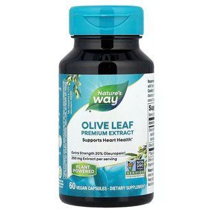 Екстракт листя оливи, преміум, (20% олеуропеїну), Olive Leaf, Nature's Way, 250 мг, 60 веганських капсул NWY-15480 фото