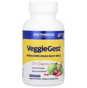 Ферменти для травлення, VeggieGest, Enzymedica, для перетравлення рослинної клітковини, 90 капсул ENZ-20111 фото