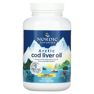 Риб'ячий жир з печінки тріски, Cod Liver Oil, Nordic Naturals, лимон, арктичний, 1000 мг, 180 капсул NOR-57885 фото