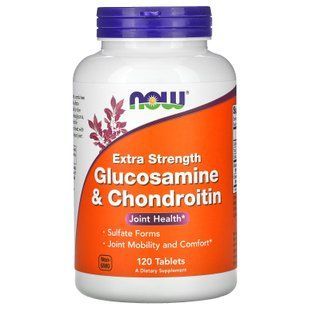 Глюкозамін та хондроїтин, Glucosamine & Chondroitin, Now Foods, екстра сила, 120 таблеток NOW-03243 фото