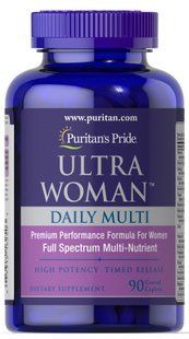 Мультивітаміни для жінок ультра, Woman &trade; Daily Multi Timed, Puritan's Pride, 90 каплет PTP-16250 фото