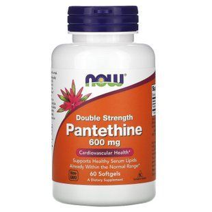 Пантетин, Pantethine, Now Foods, подвійна сила, 600 мг, 60 гелевих капсул NOW-00489 фото