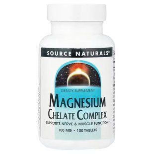 Магній хелат, Magnesium Chelate, Source Naturals, 100 мг, 100 таблеток SNS-00317 фото