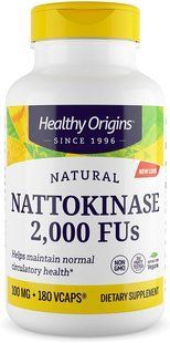 Наттокіназа, Nattokinase 2,000 FU's, Healthy Origins, 100 мг, 180 капсул HOG-25160 фото