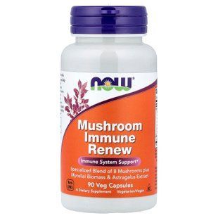 Грибний комплекс для підтримки імунітету, Mushroom Immune Renew, Now Foods, 90 вегетаріанських капсул NOW-03055 фото