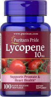 Лікопін, Lycopene, Puritan's Pride, 10 мг, 100 гелевих капсул швидкого вивільнення PTP-12111 фото