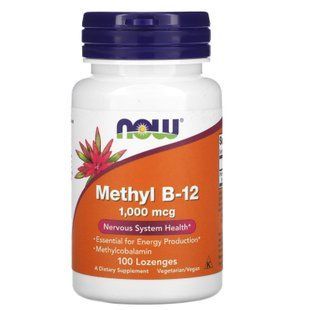 Вітамін В12, Methyl B-12, Now Foods, 1000 мкг, 100 льодяників NOW-00495 фото