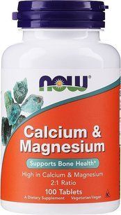 Кальцій та магній, Calcium & Magnesium, Now Foods, 100 таблеток NOW-01270 фото