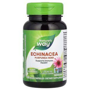 Ехінацея пурпурна, Echinacea Purpurea Herb, Nature's Way, 1200 мг, 100 веганських капсул (400 мг на капсулу) NWY-12400 фото