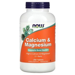 Кальцій і магній, Calcium & Magnesium, Now Foods, 250 таблеток NOW-01272 фото