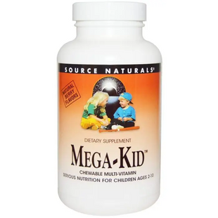 Мультивтаміни та мінерали для дітей, Mega-Kid, Source Naturals, смак ягід, 120 жувальних вафель SNS-01795 фото