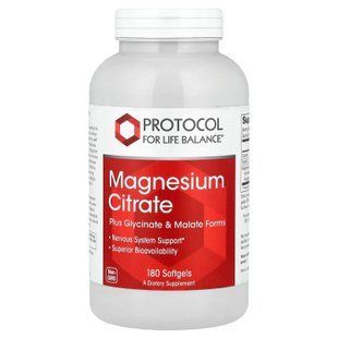Магній цитрат, Magnesium Citrate, Protocol for Life Balance, 180 гелевих капсул (133 мг на капсулу) PRT-11298 фото