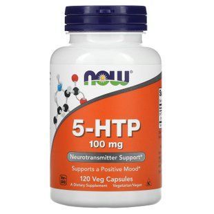 5-HTP, 5-гідрокситриптофан, 5-HTP, Now Foods, 100 мг, 120 вегетаріанських капсул NOW-00106 фото