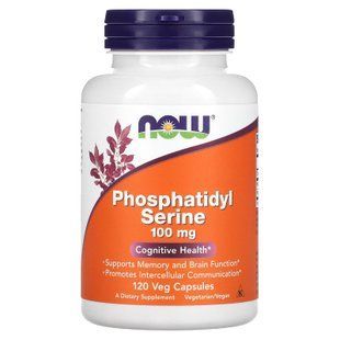 Фосфатидилсерін, Phosphatidyl Serine, NOW Foods, 100 мг, 120 вегетаріанських капсул NOW-02381 фото