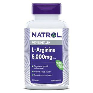 L-аргінін, підтримка сексуального здоров'я чоловіків, L-Arginine, Natrol, 5000 мг, 90 таблеток (1000 мг у таблетці) NTL-05234 фото