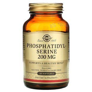 Фосфатидилсерін, Phosphatidylserine, Solgar, 200 мг, 60 гелевих капсул SOL-02208 фото