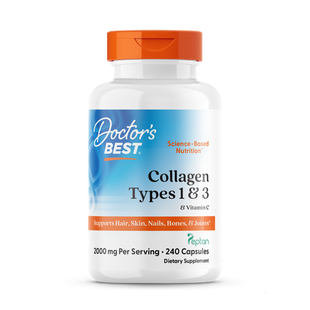 Колаген 1 і 3 типу, Types 1 and 3 with Peptan, Doctor's Best, з пептаном та вітаміном C, 500 мг, 240 капсул (125 мг у капсулі) DRB-00263 фото