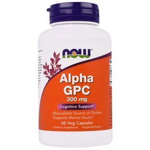 Альфа (гліцерофосфохолін), Alpha GPC, Now Foods, 300 мг, 60 вегетаріанських капсул NOW-03085 фото