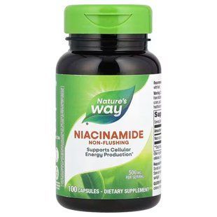 Вітамін В3, Niacinamide, Nature's Way, 500 мг, не викликає почервоніння, 100 веганських капсул NWY-40480 фото